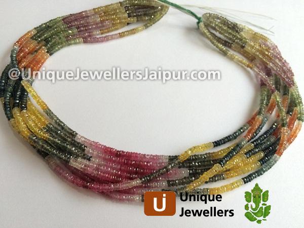 Multi Sapphire Faceted Tyre Beads